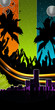 Party Publikum als Silhouette mit farbigen Hintergrund Party Publikum als Silhouette mit farbigen Hintergrund