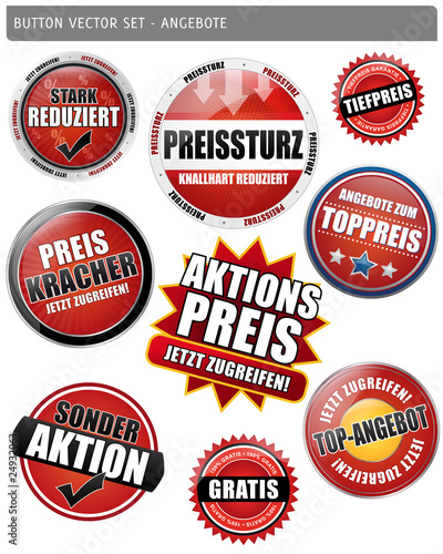 Vector: Button Vector Set - Angbote Button Vector Set - Angbote