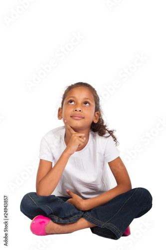 Photo: thoughtful indian preteen girl thoughtful indian preteen girl
