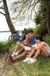 Family on a bicycle ride