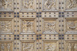 Wooden portal of St. Croce Church. Bastia Umbra. Umbria. Wooden portal of St. Croce Church. Bastia Umbra. Umbria.