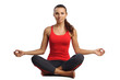 beautiful woman sitting in yoga pose practise yoga