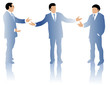 Three business men debating