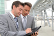 Businessmen in a business meeting away from the office