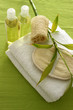 Spa-Arrangement mit Bambus - weiß-grün Spa-Arrangement mit Bambus - weiß-grün