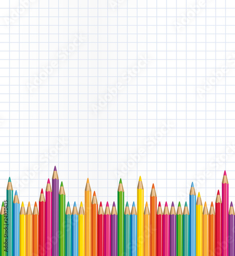 Vector: Colored pencils school background Colored pencils school background