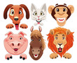 Animals portrait. Cartoon and vector isolated characters.