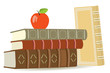 old books and red apple old books and red apple