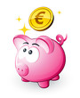 Cochon tirelire et économies euro