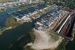 vue aérienne du port ostréicole de Gujan Mestra, Gironde, 33