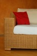 sofa with red pillow