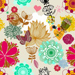 Floral seamless pattern in retro style