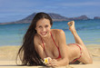 beautiful young woman at the beach in hawaii