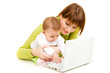 Mother and baby at laptop Mother and baby at laptop