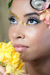 Closeup portrait of a beautiful young bride