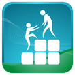 human helping each other to climb up the blocks human helping each other to climb up the blocks