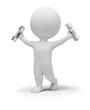 3d small people exercises with dumbbells