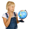Back to School.Little Schoolgirl with globe