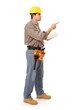 Construction worker pointing