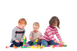 Preschoolers playing with wooden blocks Preschoolers playing with wooden blocks