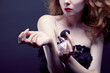 beautiful woman applying perfume on her body beautiful woman applying perfume on her body