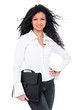 assured businesswoman with briefcase assured businesswoman with briefcase