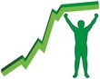 man figure and green development chart line man figure and green development chart line