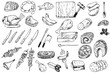 hand draw food butcher collection