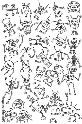 Vector: hand draw robots icon collection vector hand draw robots icon collection vector