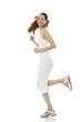 Photo: Young woman doing gymnastics on white background studio Young woman doing gymnastics on white background studio