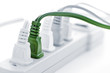Photo: Wires plugged into power bar Wires plugged into power bar