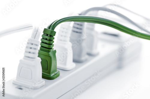 Photo: Wires plugged into power bar Wires plugged into power bar