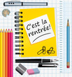 C'est la rentrée! Illustration fournitures scolaires C'est la rentrée! Illustration fournitures scolaires
