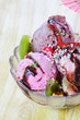 Close up of fresly made ice cream in different color