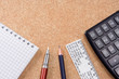 pad, ruler and pens