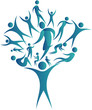 humans connected together to form a tree
