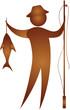 human standing with fish and fishign rod in hand