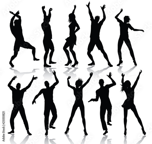 people silhouettes dancing. Dancing people silhouettes