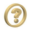 Golden QUESTION MARK Icon (faqs help customer service hotline 3D