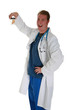 A scientist holds a test tube in his hands