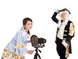 Happy family of photographer shoot. Happy family of photographer shoot.