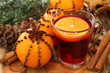 Winter drink with oranges and cloves