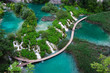 Waterfalls in Plitvice National Park. Aerial view. Waterfalls in Plitvice National Park. Aerial view.