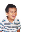 Toddler laughing portrait on white background