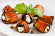 Eggplant rolls stuffed with cottage cheese Eggplant rolls stuffed with cottage cheese