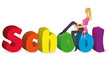 Back to School. schoolgirl with book, vector