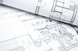 Foto: House blueprints, engineering workspace House blueprints, engineering workspace