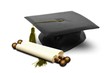 Graduation hat and scroll