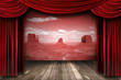 Red Theater Drapes With Desert Landscape Backdrop