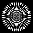 Black and white cutlery restaurant mandala.